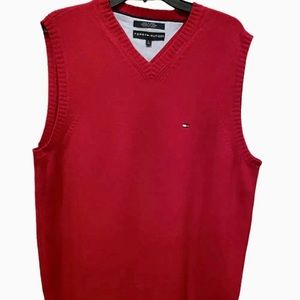 Vintage Tommy Hilfiger Vest Mens Size Large Red Lambs Wool